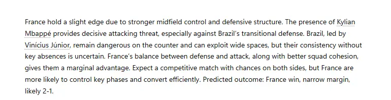 Brazil vs. France: Match Prediction